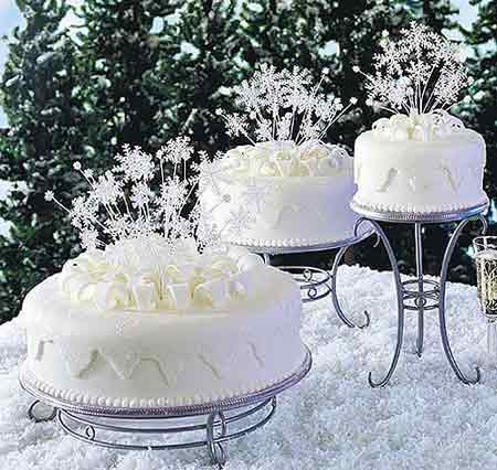 What would a winter wonderland wedding be without an all white cake